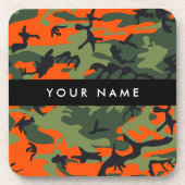 Orange Camouflage Pattern, Ihr Name, Personalisier Getränkeuntersetzer (Vorderseite)