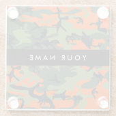 Orange Camouflage Pattern, Ihr Name, Personalisier Glasuntersetzer (Rückseite)