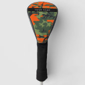 Orange Camouflage Pattern, Ihr Name, Personalisier Golf Headcover (Vorderseite)