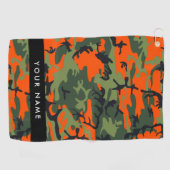Orange Camouflage Pattern, Ihr Name, Personalisier Golfhandtuch (Horizontal)