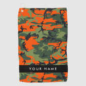 Orange Camouflage Pattern, Ihr Name, Personalisier Golfhandtuch (Vorderseite)