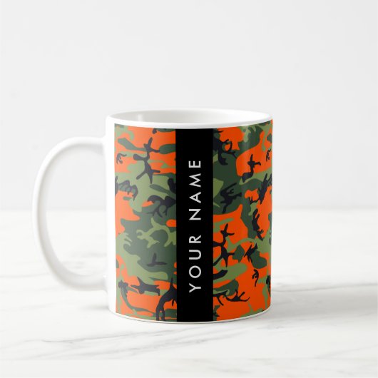 Orange Camouflage Pattern, Ihr Name, Personalisier Kaffeetasse (Links)