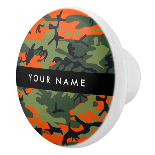 Orange Camouflage Pattern, Ihr Name, Personalisier Keramikknauf (Rechts)