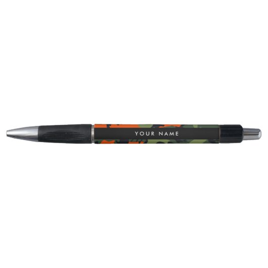 Orange Camouflage Pattern, Ihr Name, Personalisier Kugelschreiber (Vorderseite)