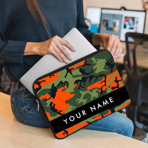 Orange Camouflage Pattern, Ihr Name, Personalisier Laptopschutzhülle
