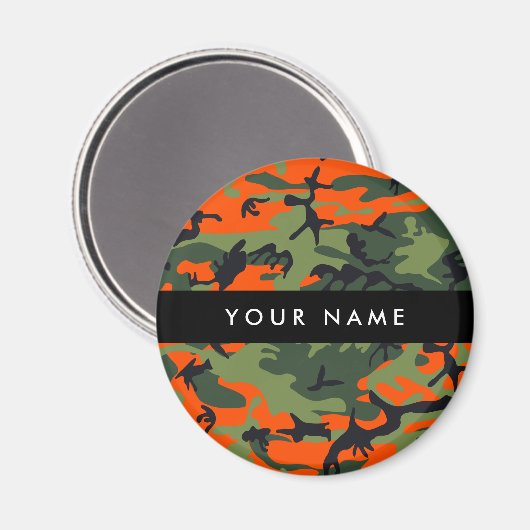Orange Camouflage Pattern, Ihr Name, Personalisier Magnet (Vorderseite/Rückseite)