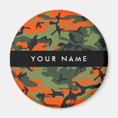 Orange Camouflage Pattern, Ihr Name, Personalisier Magnet (Vorne)