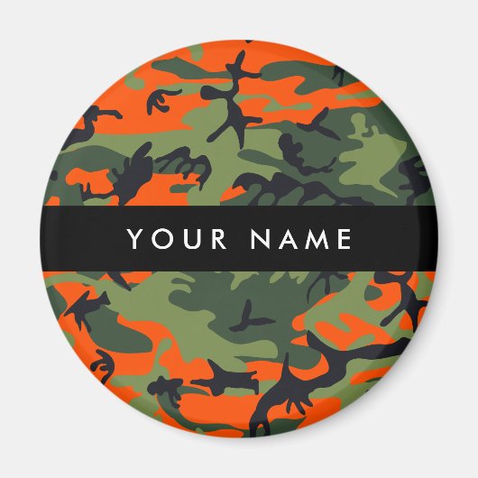 Orange Camouflage Pattern, Ihr Name, Personalisier Magnet (Vorne)
