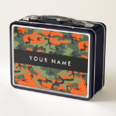Orange Camouflage Pattern, Ihr Name, Personalisier Metall Brotdose (Rückseite)