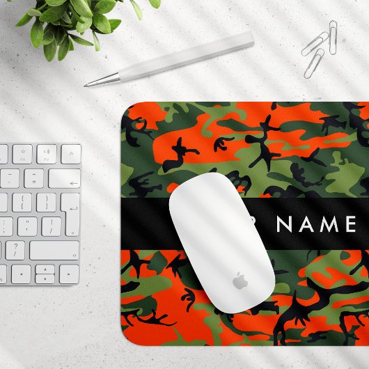 Orange Camouflage Pattern, Ihr Name, Personalisier Mousepad