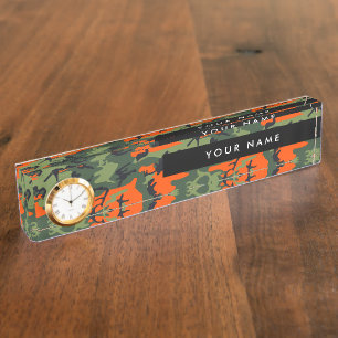 Orange Camouflage Pattern, Ihr Name, Personalisier Namensplakette