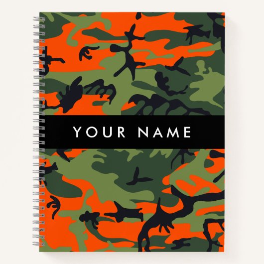 Orange Camouflage Pattern, Ihr Name, Personalisier Notizblock (Vorderseite)