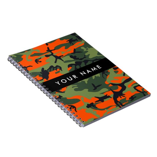Orange Camouflage Pattern, Ihr Name, Personalisier Notizblock (Rechte Seite)