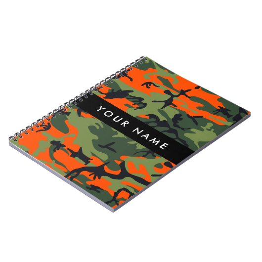 Orange Camouflage Pattern, Ihr Name, Personalisier Notizblock (Linke Seite)