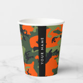 Orange Camouflage Pattern, Ihr Name, Personalisier Pappbecher (Vorderseite)