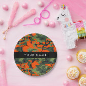 Orange Camouflage Pattern, Ihr Name, Personalisier Pappteller (Party)