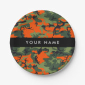 Orange Camouflage Pattern, Ihr Name, Personalisier Pappteller (Vorderseite)