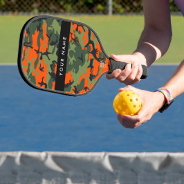 Orange Camouflage Pattern, Ihr Name, Personalisier Pickleball Schläger