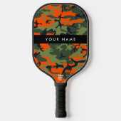 Orange Camouflage Pattern, Ihr Name, Personalisier Pickleball Schläger (Vorderseite)