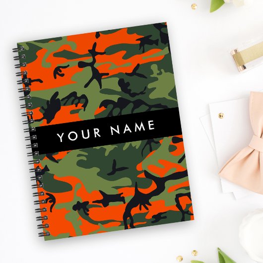 Orange Camouflage Pattern, Ihr Name, Personalisier Planer