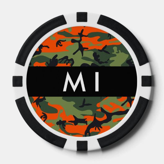 Orange Camouflage Pattern, Ihr Name, Personalisier Pokerchips (Vorderseite)