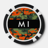 Orange Camouflage Pattern, Ihr Name, Personalisier Pokerchips (Rückseite)