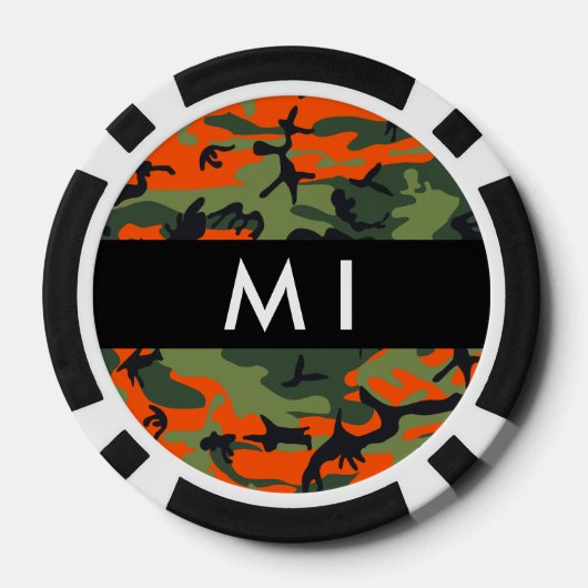 Orange Camouflage Pattern, Ihr Name, Personalisier Pokerchips (Rückseite)