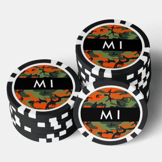 Orange Camouflage Pattern, Ihr Name, Personalisier Pokerchips (Stapel)