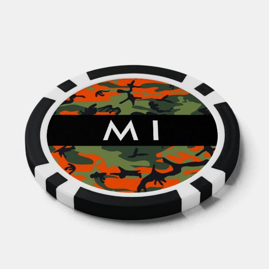 Orange Camouflage Pattern, Ihr Name, Personalisier Pokerchips (Einzeln)