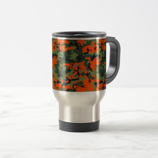 Orange Camouflage Pattern, Ihr Name, Personalisier Reisebecher (VorderseiteRechts)