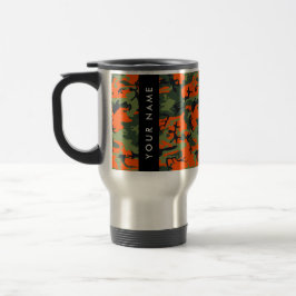 Orange Camouflage Pattern, Ihr Name, Personalisier Reisebecher
