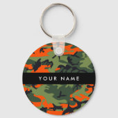 Orange Camouflage Pattern, Ihr Name, Personalisier Schlüsselanhänger (Vorderseite)