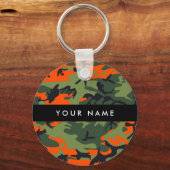 Orange Camouflage Pattern, Ihr Name, Personalisier Schlüsselanhänger (Vorderseite)
