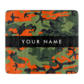 Orange Camouflage Pattern, Ihr Name, Personalisier Schneidebrett (Vorderseite)