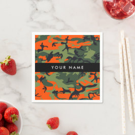 Orange Camouflage Pattern, Ihr Name, Personalisier Serviette
