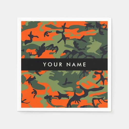 Orange Camouflage Pattern, Ihr Name, Personalisier Serviette (Vorderseite)