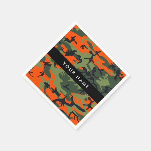 Orange Camouflage Pattern, Ihr Name, Personalisier Serviette (Ecke)