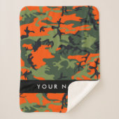 Orange Camouflage Pattern, Ihr Name, Personalisier Sherpadecke (Vorderseite)