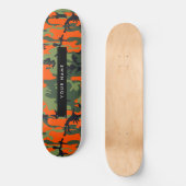 Orange Camouflage Pattern, Ihr Name, Personalisier Skateboard (Vorderseite)
