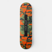 Orange Camouflage Pattern, Ihr Name, Personalisier Skateboard (Vorderseite)