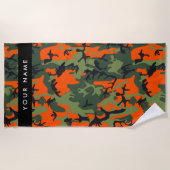 Orange Camouflage Pattern, Ihr Name, Personalisier Strandtuch (Vorderseite)