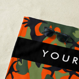 Orange Camouflage Pattern, Ihr Name, Personalisier Strandtuch