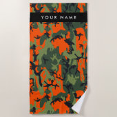 Orange Camouflage Pattern, Ihr Name, Personalisier Strandtuch (Vorderseite)