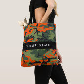 Orange Camouflage Pattern, Ihr Name, Personalisier Tasche (Von Nahem)