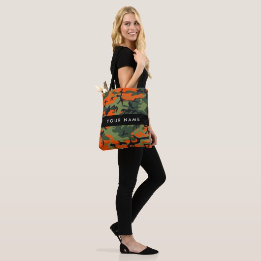 Orange Camouflage Pattern, Ihr Name, Personalisier Tasche (Am Model)