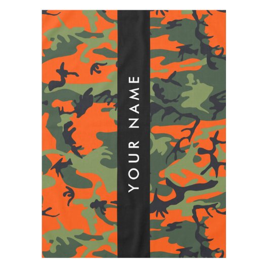 Orange Camouflage Pattern, Ihr Name, Personalisier Tischdecke (Vorderseite)
