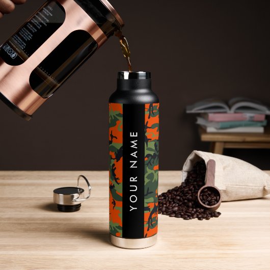 Orange Camouflage Pattern, Ihr Name, Personalisier Trinkflasche (Kaffee)