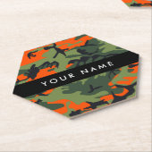 Orange Camouflage Pattern, Ihr Name, Personalisier Untersetzer (angewinkelt)