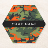 Orange Camouflage Pattern, Ihr Name, Personalisier Untersetzer (Vorderseite)