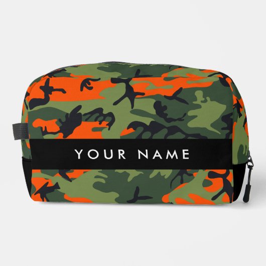 Orange Camouflage Pattern, Ihr Name, Personalisier Waschbeutel (Vorderseite)